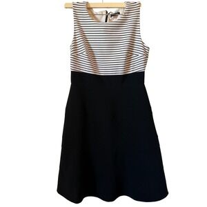 Tommy Hilfiger Fit & Flare Dress Striped Bodice Black Skirt Size 8